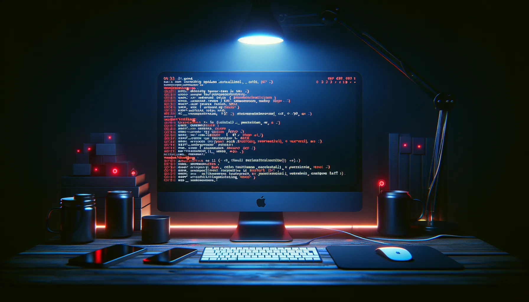 A dark terminal screen showing npm package installation with a subtle red warning indicator
