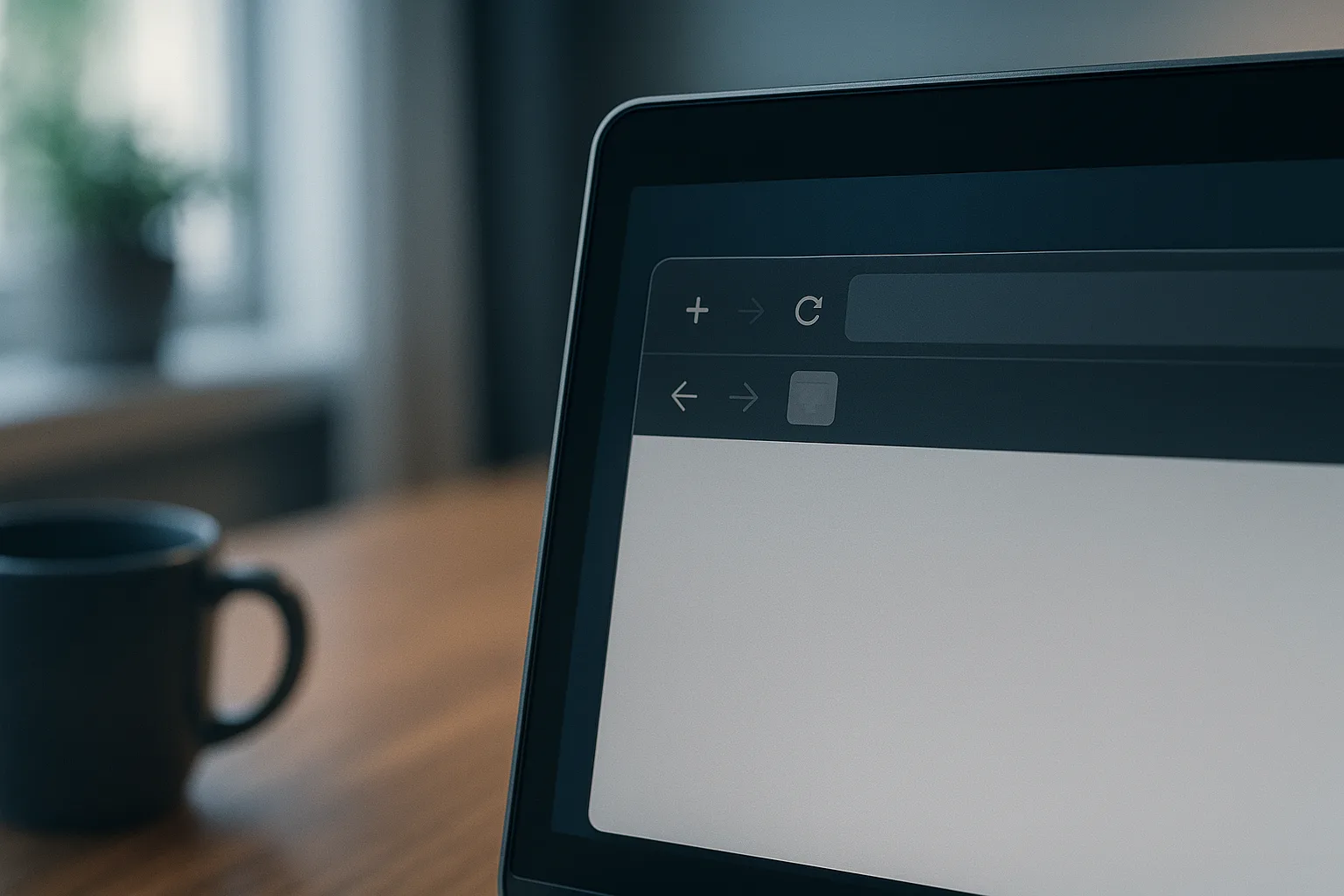 A browser extensions toolbar with a grayed out shield icon marked disabled, next to a padlocked settings flag, digital illustration in indigo and blue