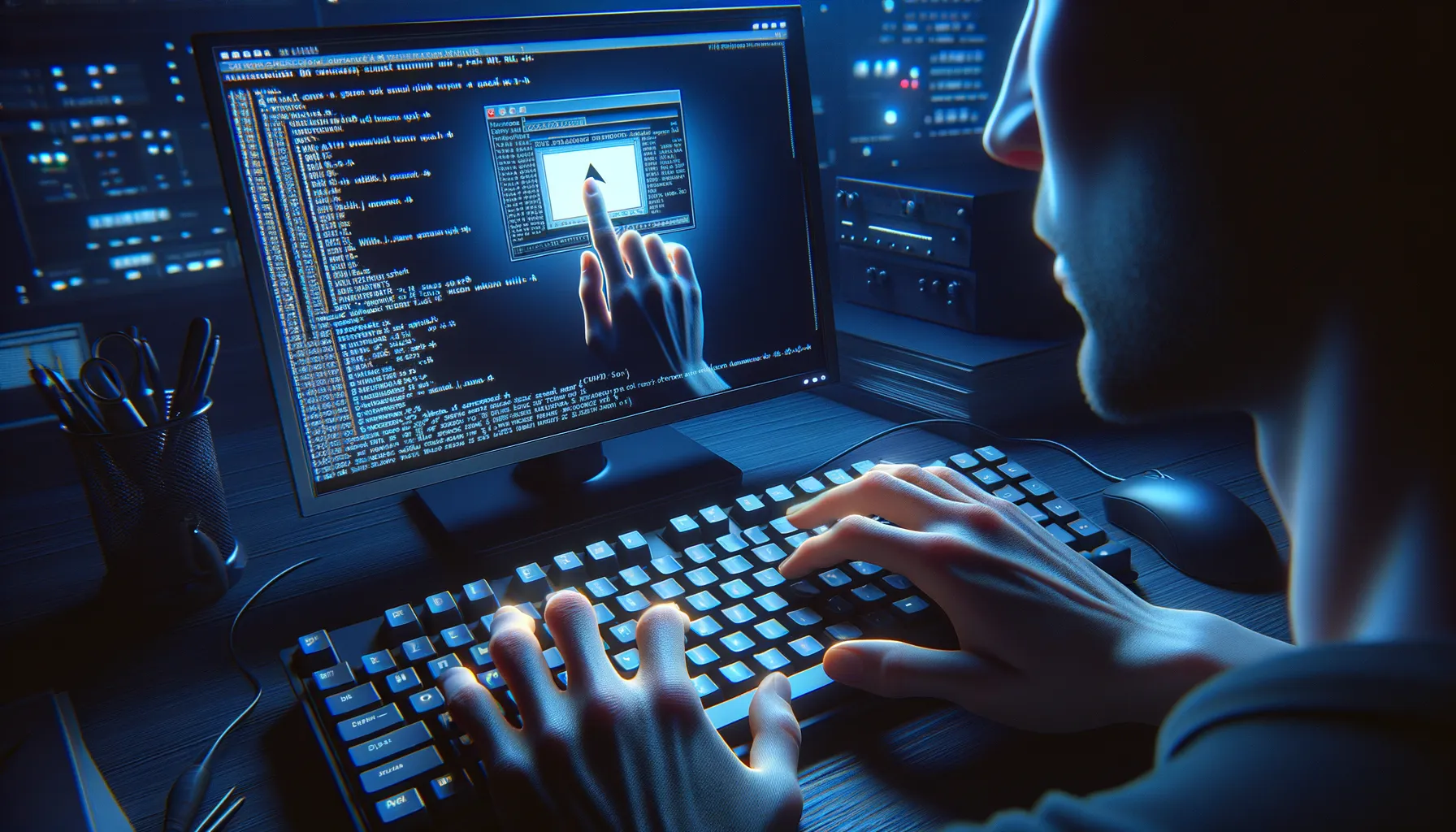 A person at a computer about to paste a command into a terminal window illustrating the ClickFix social engineering attack
