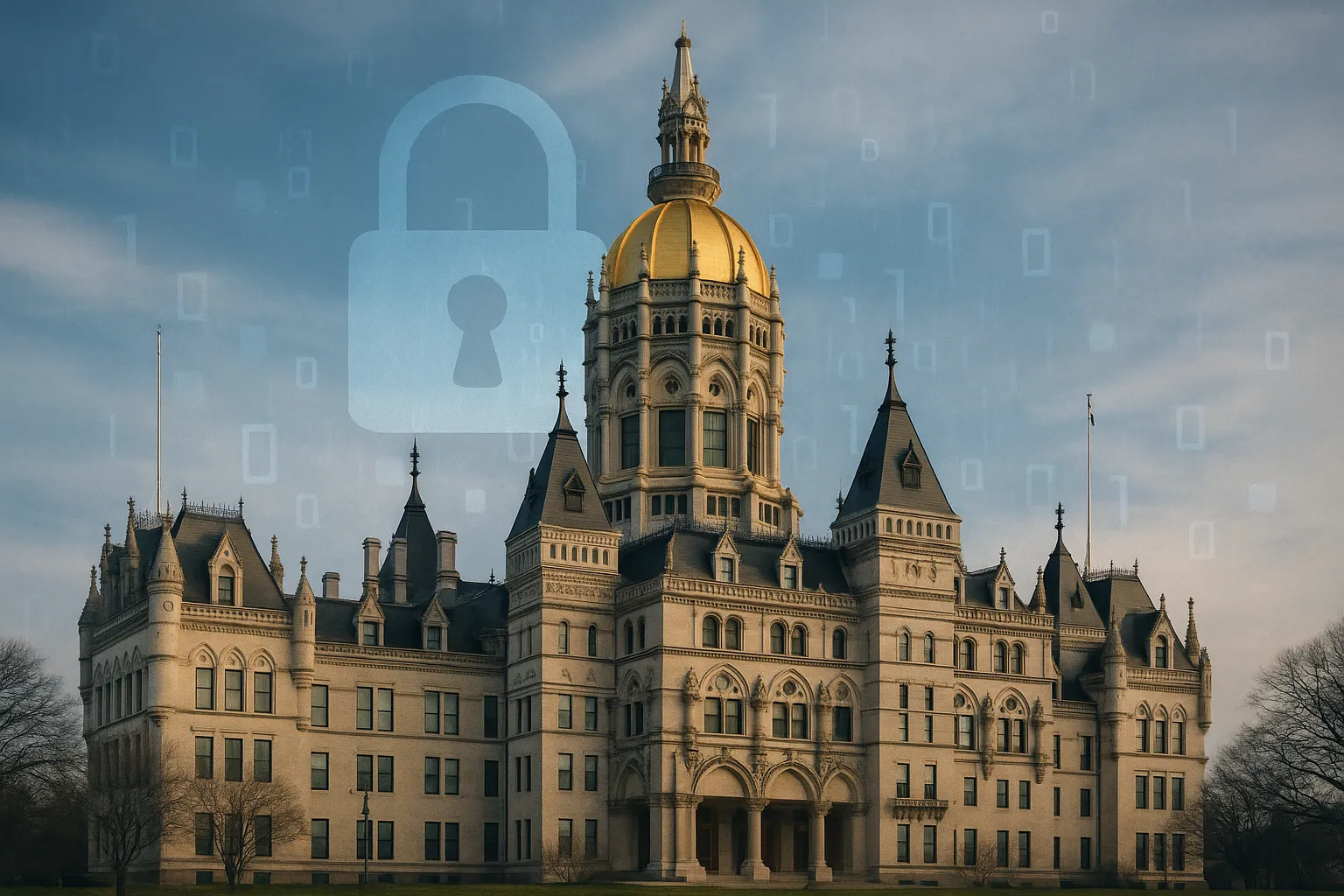 The Connecticut State Capitol building in Hartford under soft daylight, representing the state's expanded data privacy law