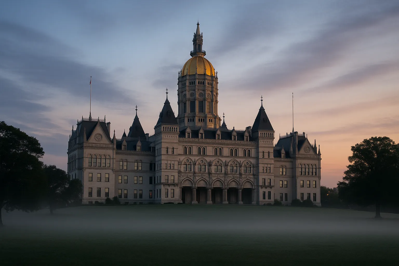 Connecticut State Capitol building in Hartford at dawn illustrating the passage of Senate Bill 4 on May 4, 2026