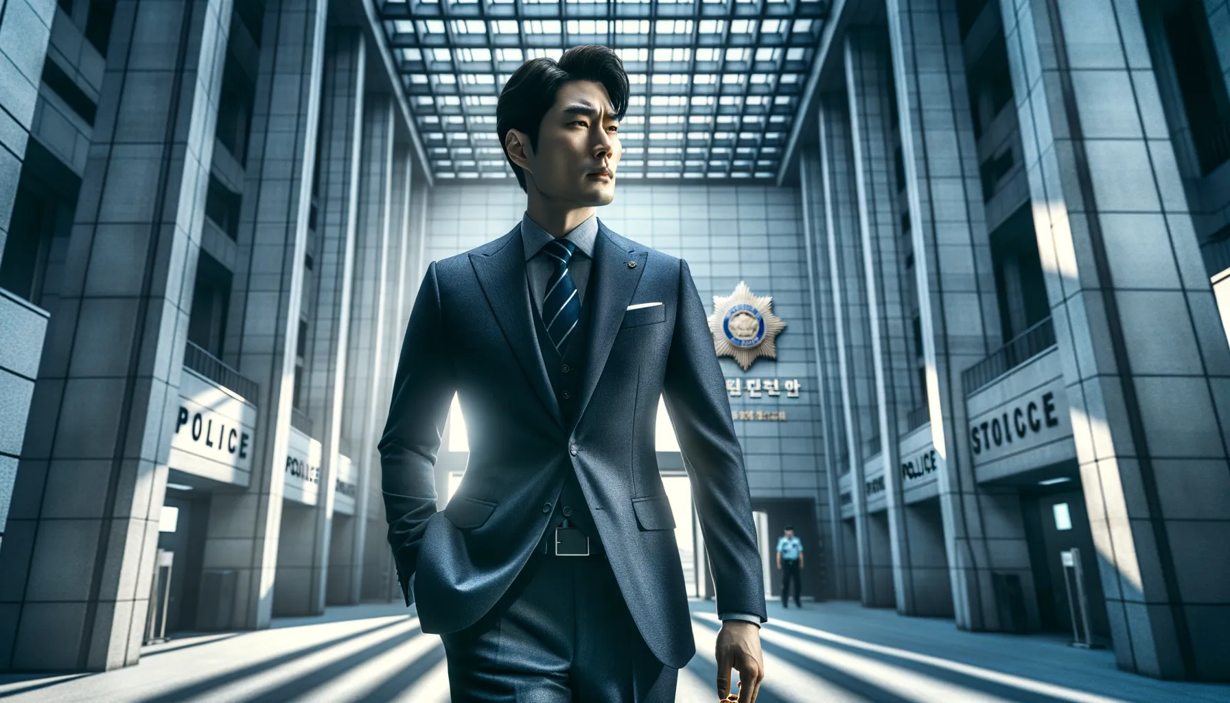 Corporate executive entering Seoul police station for questioning