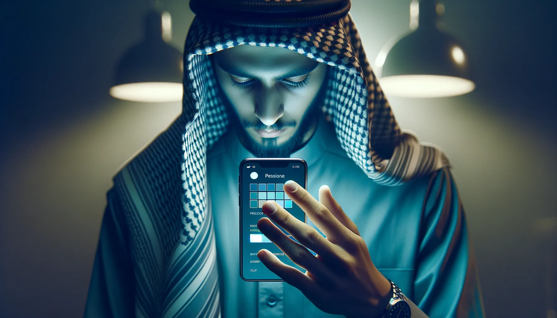 A person holding a smartphone with a soft blue glow, partially shielding the screen from view, representing the tension between online identity verification and personal privacy