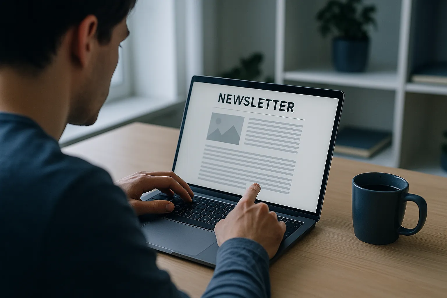 A person reading an email newsletter in Gmail on a laptop, illustrating Mailchimp email tracking of opens and clicks
