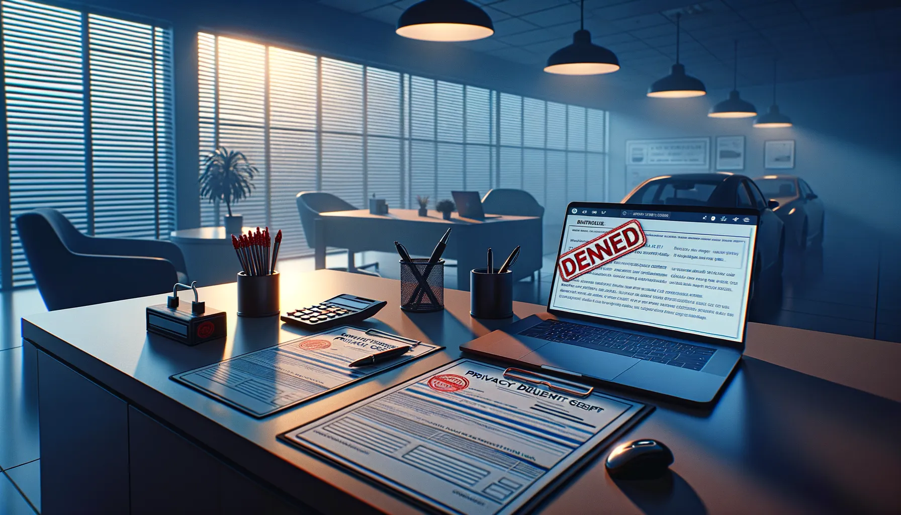 Office desk with privacy consent forms and laptop showing opt-out settings page