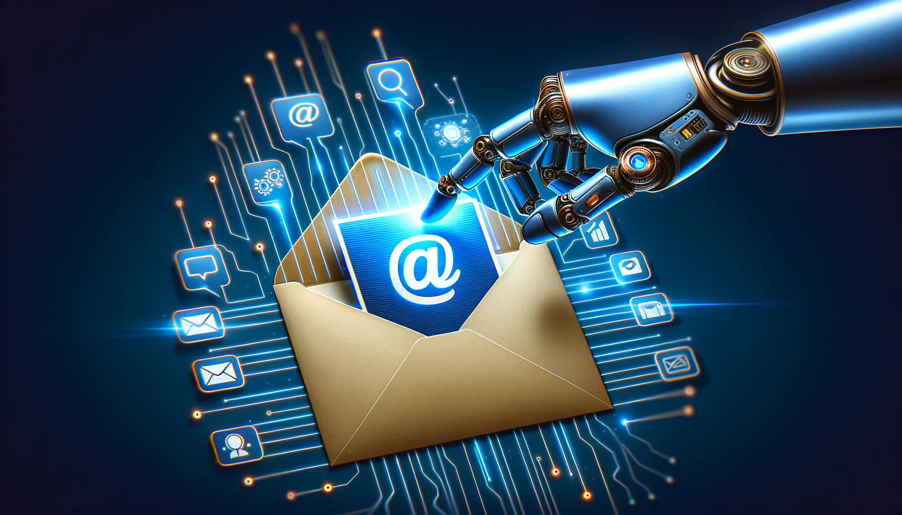 AI robot hand reaching into a Gmail envelope to read personal data
