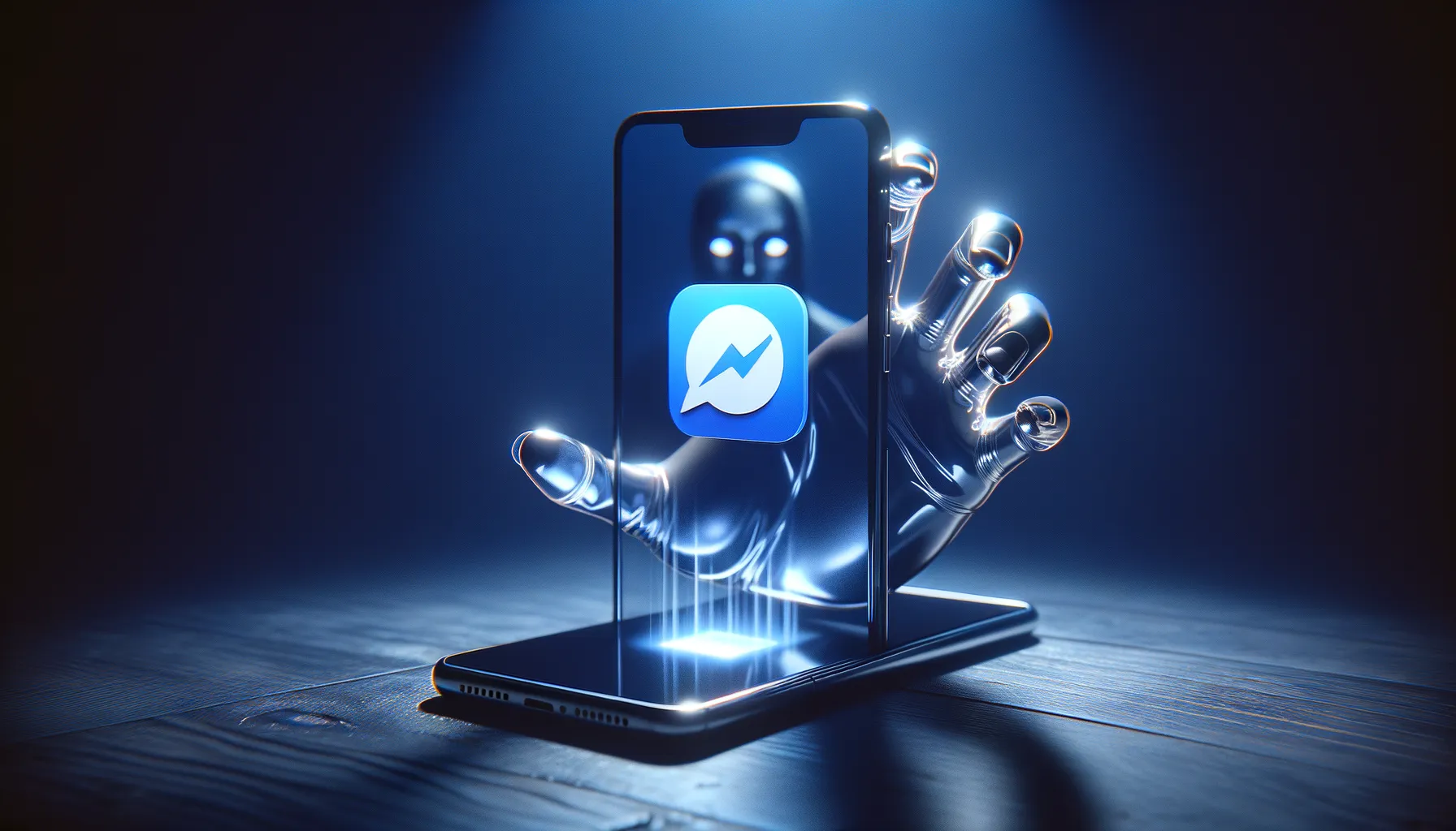 Smartphone with Signal app and shadowy hand representing account hijacking