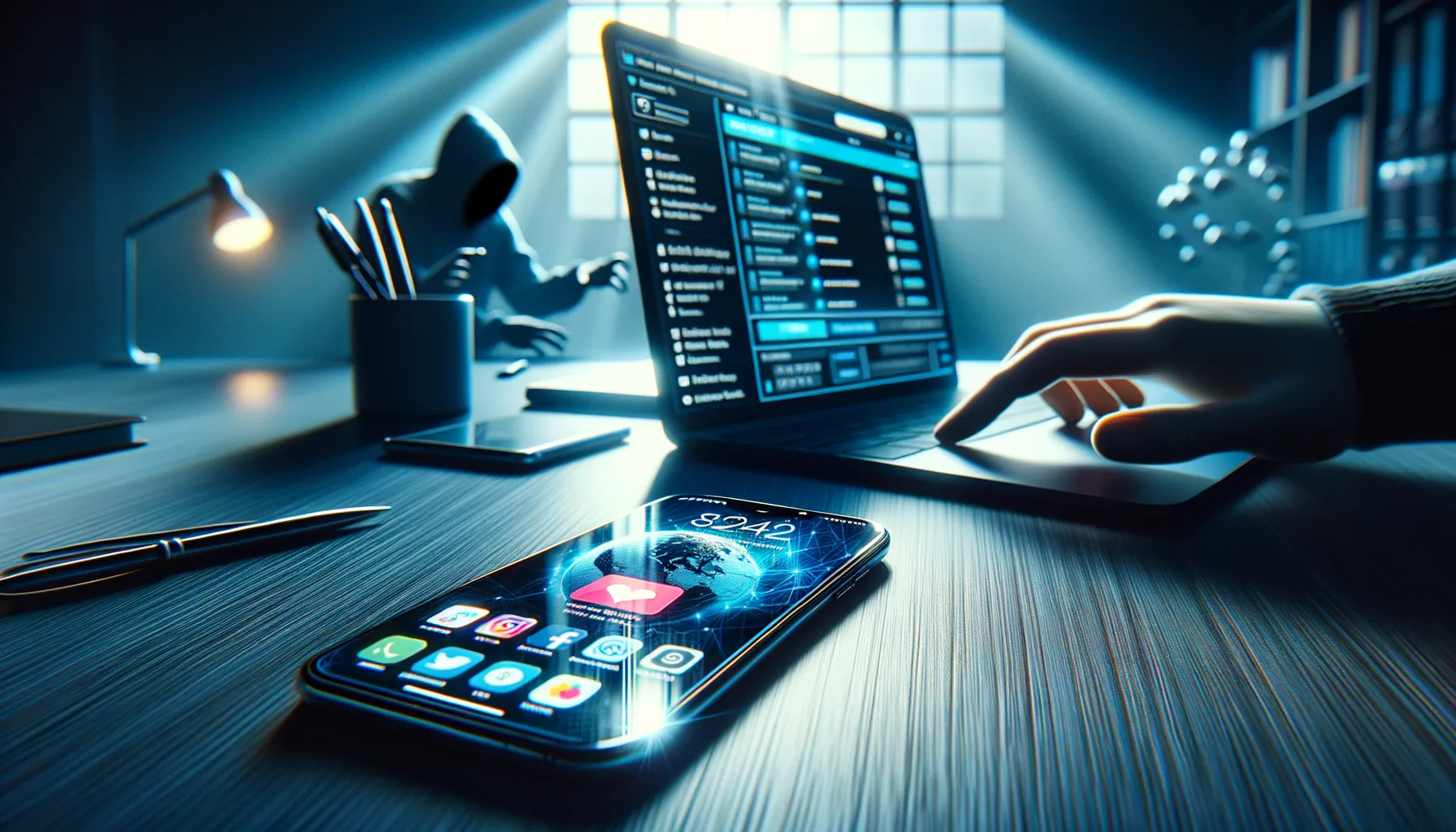 Digital illustration of a fractured Instagram logo with email envelopes and warning symbols flowing out, representing a data leak