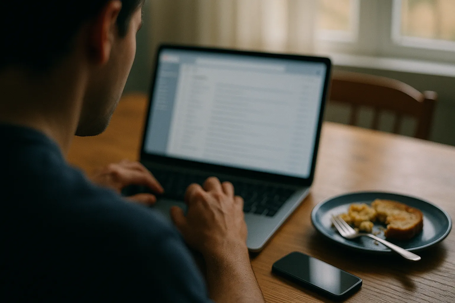 A hand hovering a mouse pointer over a link in an email while a browser status bar reveals a redirect tracking domain, indigo and blue tones, representing Postmark link tracking