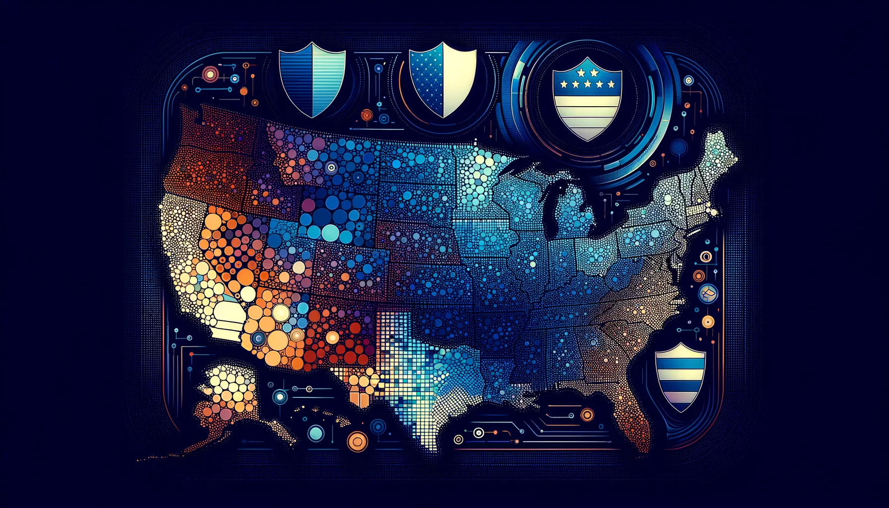 Map of United States with Indiana, Kentucky, and Rhode Island highlighted, representing new state privacy laws