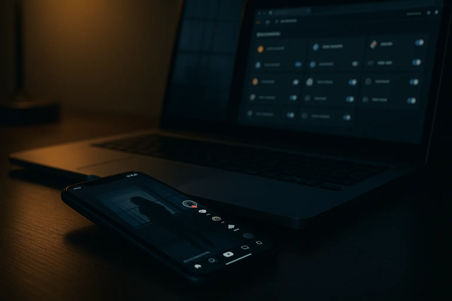 A smartphone showing a video social media app next to a laptop displaying browser extensions, representing the StealTok malicious extension campaign