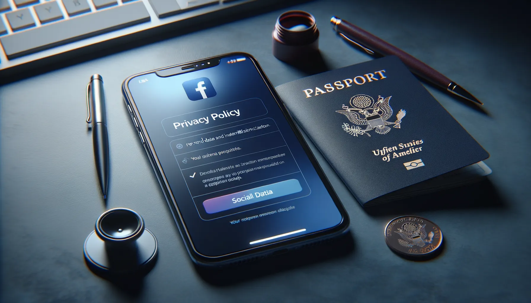 Smartphone with privacy notification next to identification documents