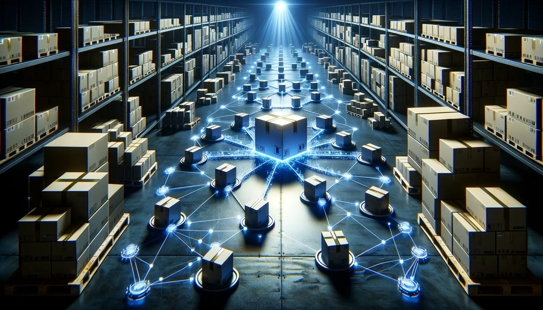 Interconnected network of code repositories and package managers with a chain of dominoes falling representing a cascading supply chain compromise